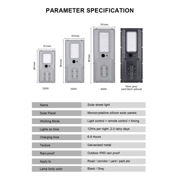 Motion Sensor All-in-One Solar Street Garden Lamp and Remote Control for Outdoor