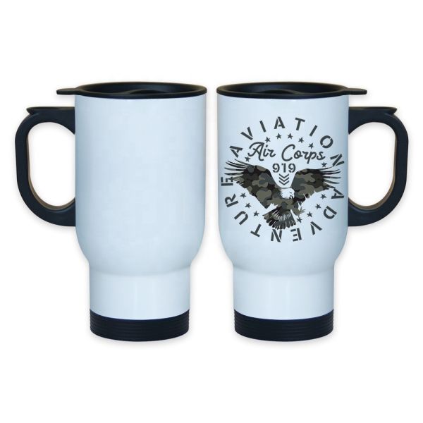 Blank Stainless Steel Sublimation Car Cup Vacuum Insulated Travel Sublimation Car Mug With Handle And Lid