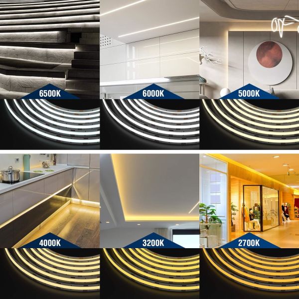 COB LED Strip Lights CCT (2700K-6500K Tunable) 2M 560LEDs/m CRI90 Led Tape Light Kit with box package led strip for Home