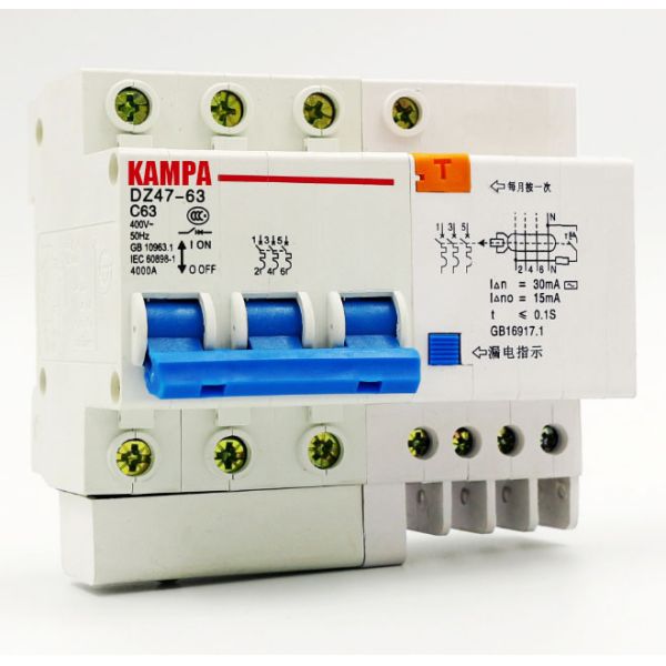 DZ47LE 3P+N 63A 380V Small earth leakage circuit breaker DZ47LE-63A Household leakage protector switch RCBO