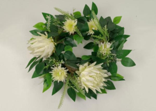Quality Man Made 50cm Indian Shot Wreath With Flowers And Leaves for sale