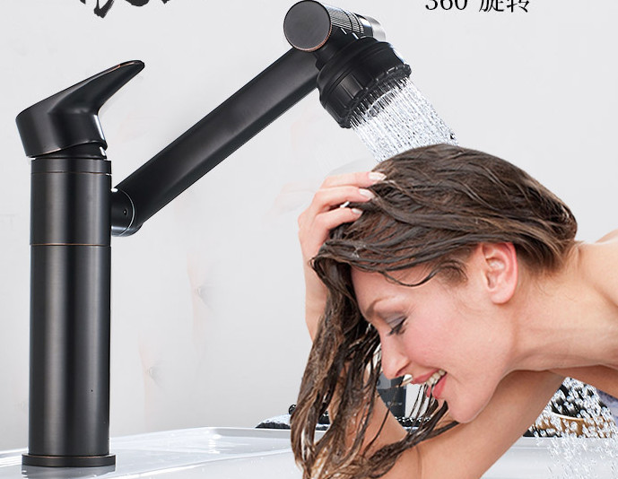 China Swivel Rotate Black Mechanical Crane 360Degree Wash Basin Faucet wholesale