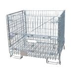Heavy Duty Collapsible Wire Container Galvanized Metal Warehouse Storage Rolling