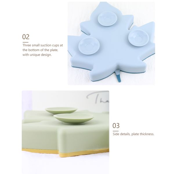 Food Grade Toddler Silicone Plates , Maple Shape Suction Divided Plate Unbreakable