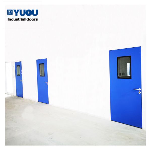 Blue GMP Powder Coated Steel Doors 1.5mm Frame Stainless Steel Swing Door