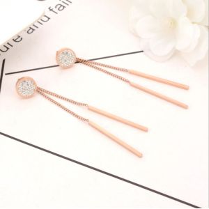 Buy cheap Round full diamond stud Tassel pendant rose gold earrings Stainless steel from wholesalers