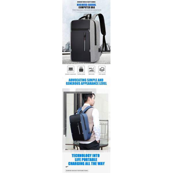 Sympathybag Wholesale Multi-Functional Men Casual Computer Waterproof School Rucksack Bag Laptop Backpack with USB