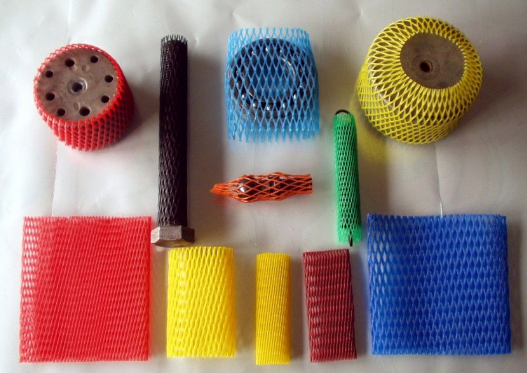 Blue Red Yellow Protective Netting Sleeve / Plastic Tubular Mesh Sleeves