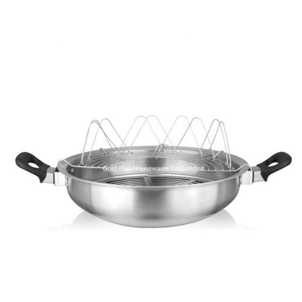 Cooking multifunction durable stainless steel induction frying pan with two