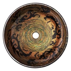 China Classical Round Countertop Bathroom Sink Bowls , Tempered Glass Vessel Bathroom Sinks wholesale