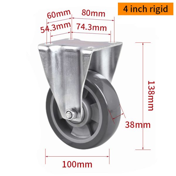 EDL‌ Medium Duty 4inch Caster TPU Plate by Rigid , Swivel and Brake Type 250kg