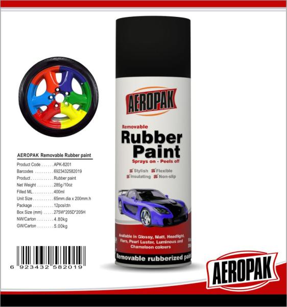 Quality Black 400ml Rubber Based Spray Paint High Gloss Fast Drying And Easy To Remove for sale