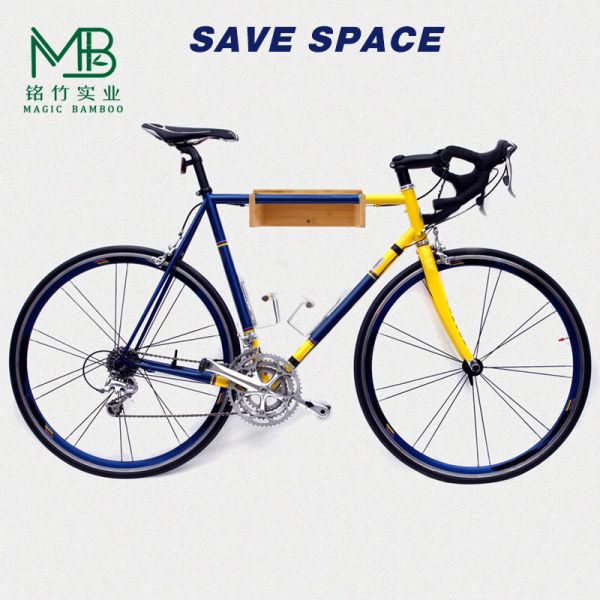 Bamboo Wall-mounted Indoor Bike Rack For MTB And Road Bikes