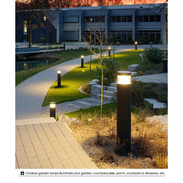 Outdoor IP65 Courtyard Path Cast Aluminum Bollard Light AC 220v DC 24v Bridgelux LED 3000K DIA 108MM*H 400/600/800/1000mm