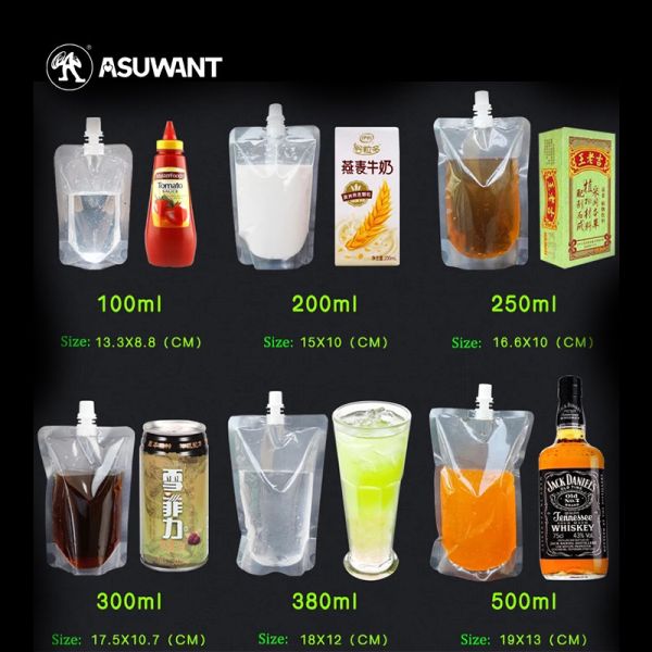 Customized Recycled Beverage Packaging Bag 200Ml 300Ml 500Ml Plasti Spout Pouch
