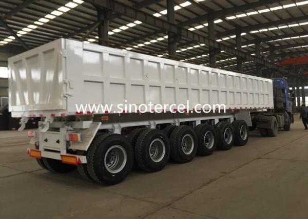 Quality Hydraulic System Semi Tipper Truck With Three Axles White for sale