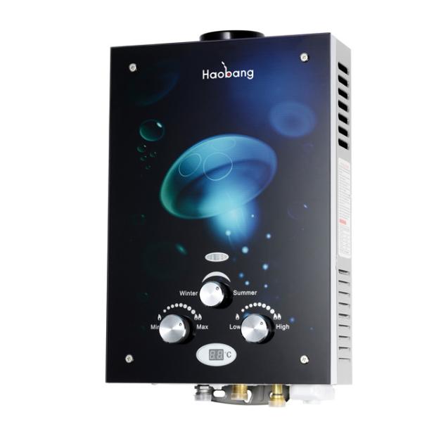 Quality 6L Gas Water Heater Painting Glass Panel Flue Exhaust Type for sale