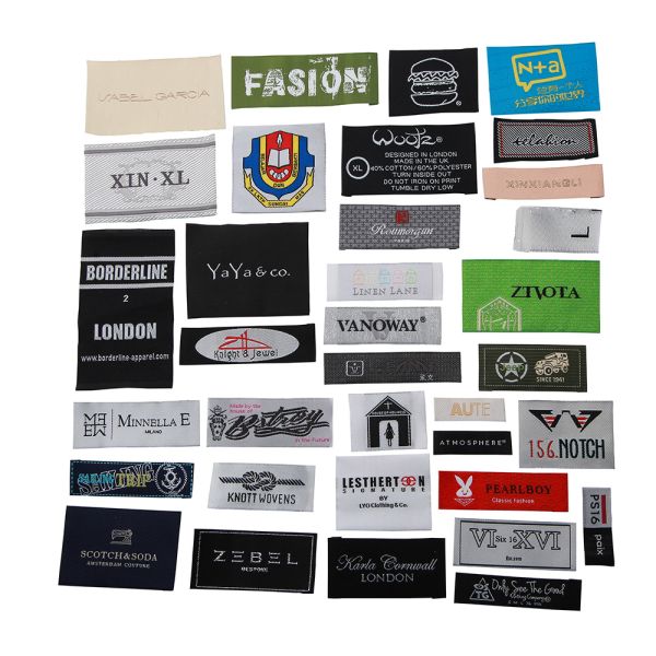 High quality density garment label sticker centerfold clothing label woven label