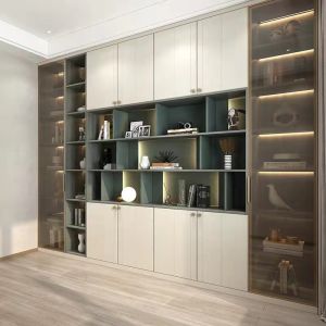 Plywood Hardwood Living Room Furniture Glass Showcase Cabinet Display Multifunct