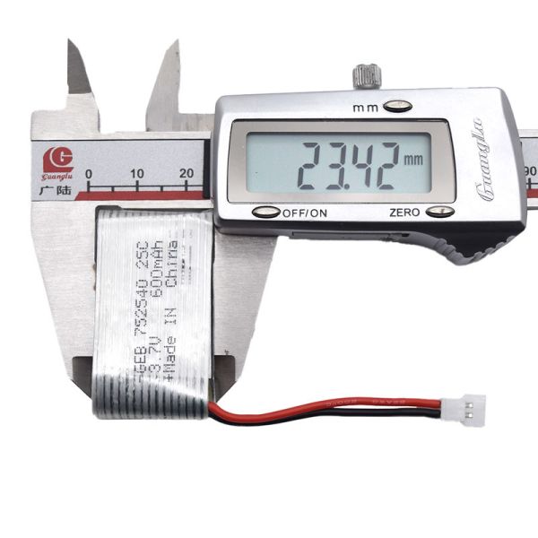 25C Lipo 3.7V Drone Battery 752540 600mAh With XH2.54 Connector