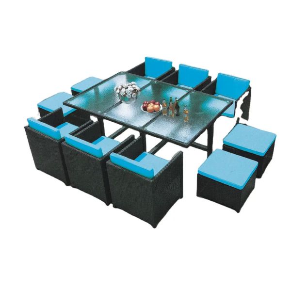 10pcs hotel resort patio outdoor dining set wicker resin rattan garden furniture set---8296