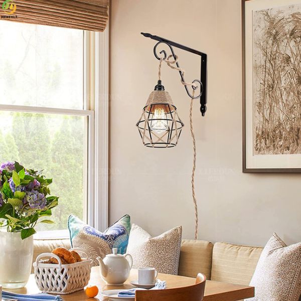 Modern LED Nordic Pendant Light Iron Hemp Rope For Home AC85 - 265V