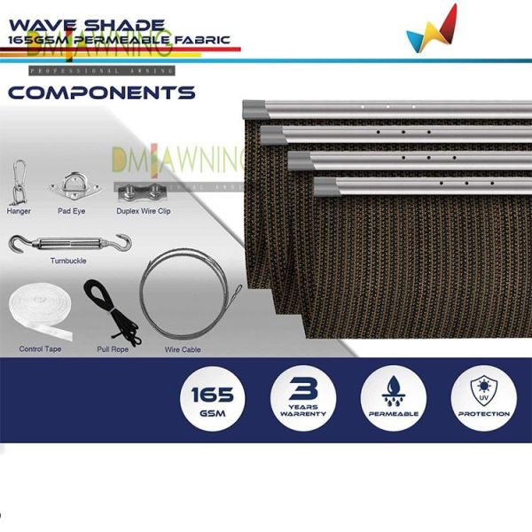 Wave Roof retractable shade pergola Ceiling Awning Shade Fabric Retractable Pergola Canopy