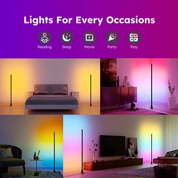 Multicolor RGB Corner Floor Lamp LED With Aluminium Shade App Control