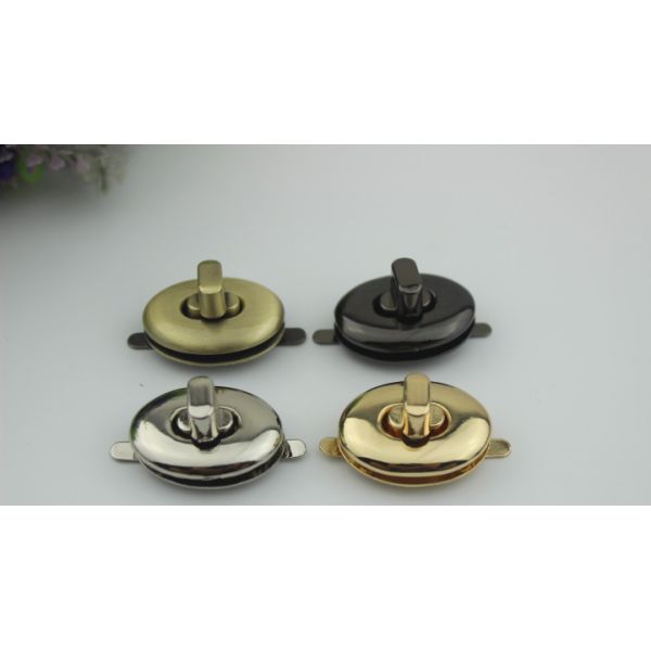 High quality small oval shape metal handbag accessories gold twist turn lock