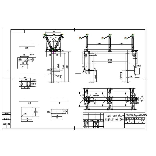 High Voltage Double Earthing Substation Disconnect Switches Three Phase Simple Structure 126KV