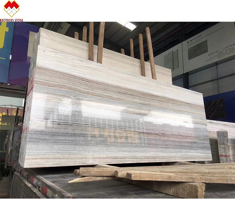 White Wood Look Marble Tiles Stair Follow Veins for a Versatile and Timeless Design