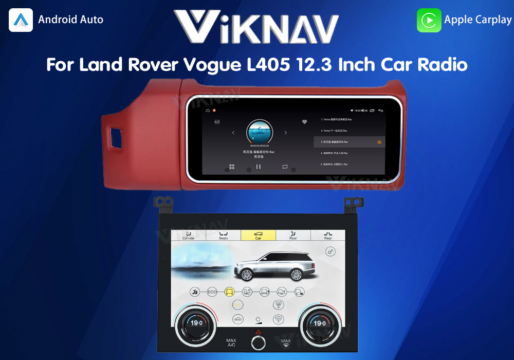 Viknav 12.3 Inch Touch Screen Car Radio And AC For Land Rover Range Rover Vogue L405 2013-2017 Multimedia Player GPS Navigation Head Unit (Red All)