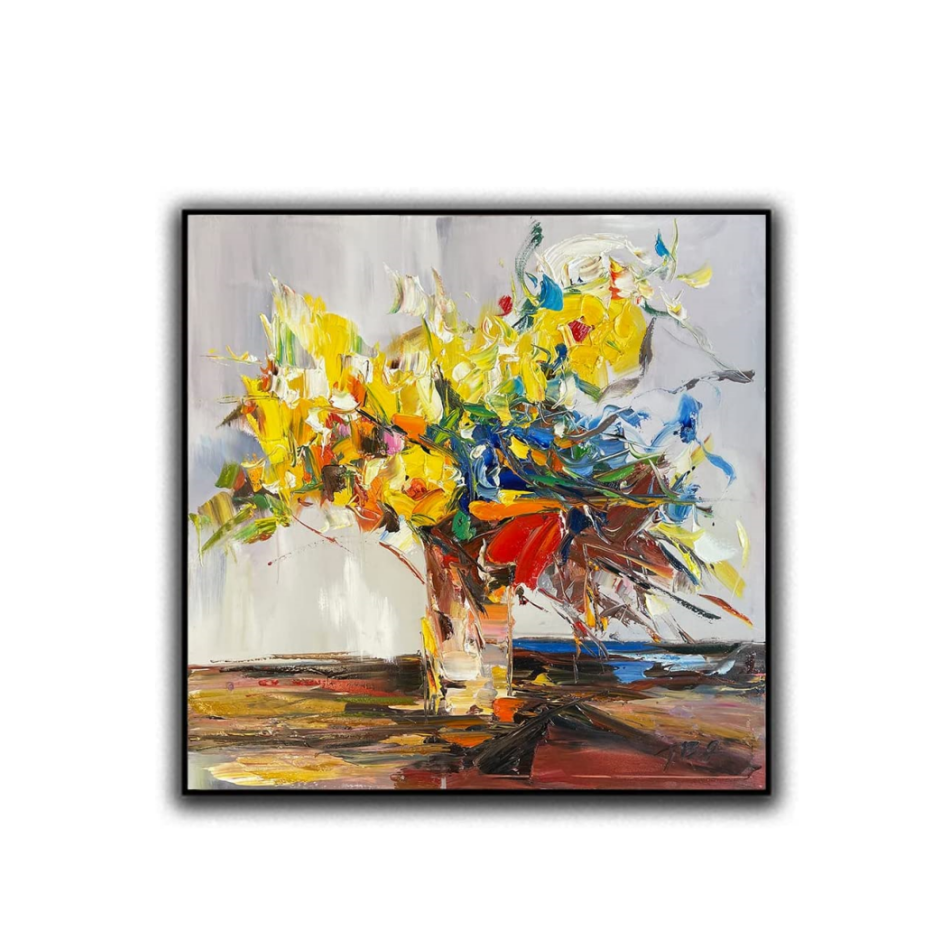 Abstract Impression Hand Painted Oil Painting 6 Color Print Flower Canvas Wall Art Painting