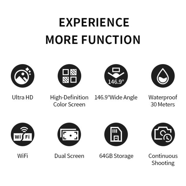 Real 4K 60fps 4K Ultra HD Action Camera Dual Screen 30M Waterproof Sport Camera FM07