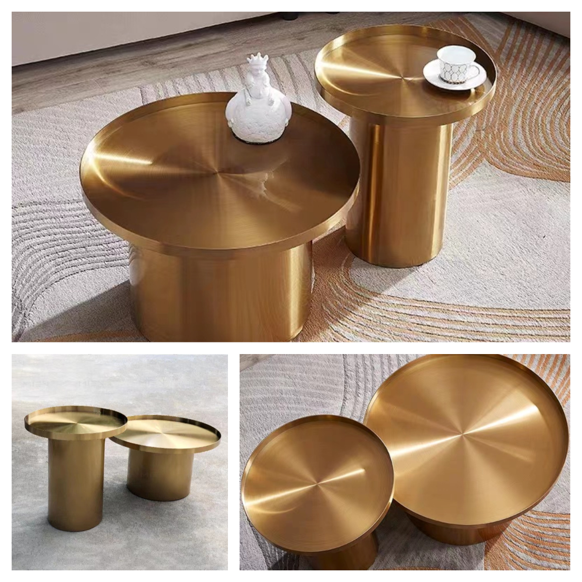 Gleam Brass Nordic Style Coffee Table , Minimalist Stainless Steel Bedside Table