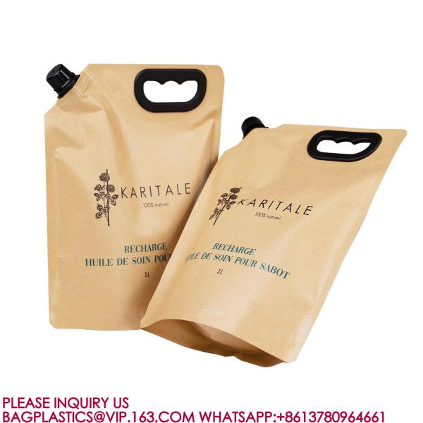 Custom Printed Detergent Packaging Bag Plastic Refill Bag With Handle Kraft Spout Pouch