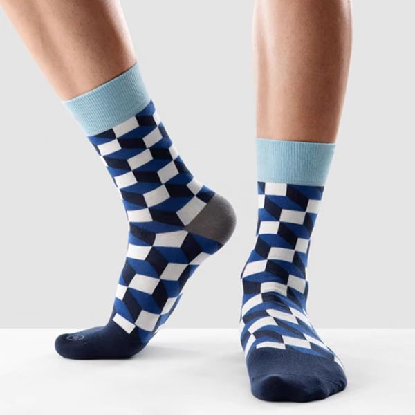 Custom Striped Plaid Casual Breathable Socks Cotton Luxury Socks For Men