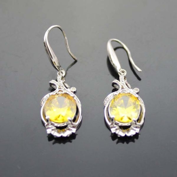 18k Rose Gold Plated 925 Silver Earrings Created Pink Sapphire Cubic Zirconia (PSJ0416)