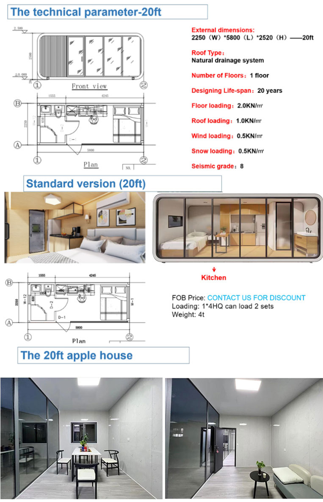 Living Room Garden Modern Design Modular Prefabricated House for Your Apple Cottage