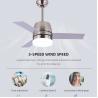 Nordic Style 65W 3000K Modern Brushed Nickel Ceiling Fan With Light 36 Inch for sale