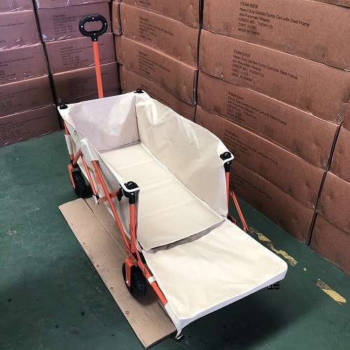 Adjustable Handle Collapsible Wagon Cart Collapsible Pull Along Trolley On Wheels
