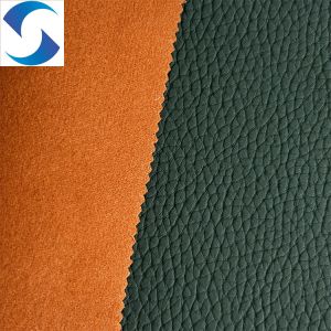 China Artificial PVC Leather Fabric 100% Polyester mercerized velvet Backing Technics wholesale
