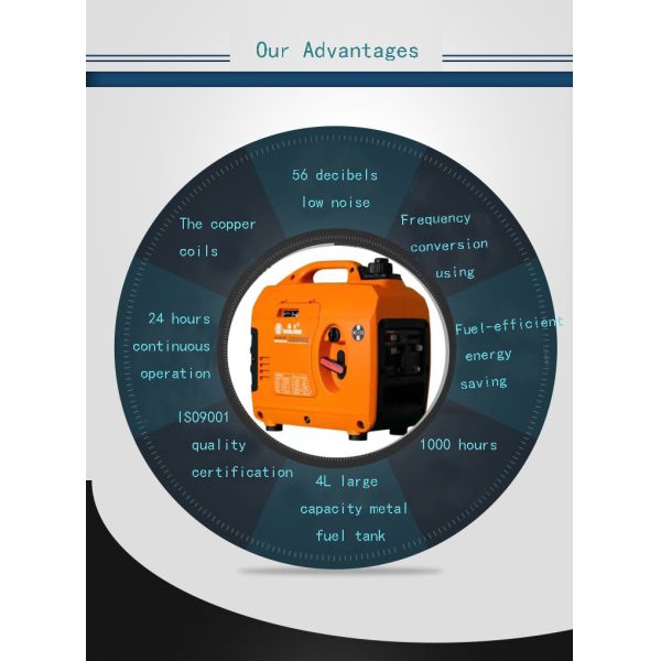 Full Copper Motor Four-Stroke 1kw Digital Inverter Gasoline Generator 230V Forced Air