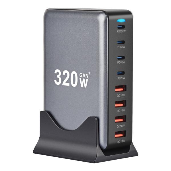 Quality Multi Port Desktop GaN Charger 320W Fast Type C 100W 45W PD 20W For Laptop for sale
