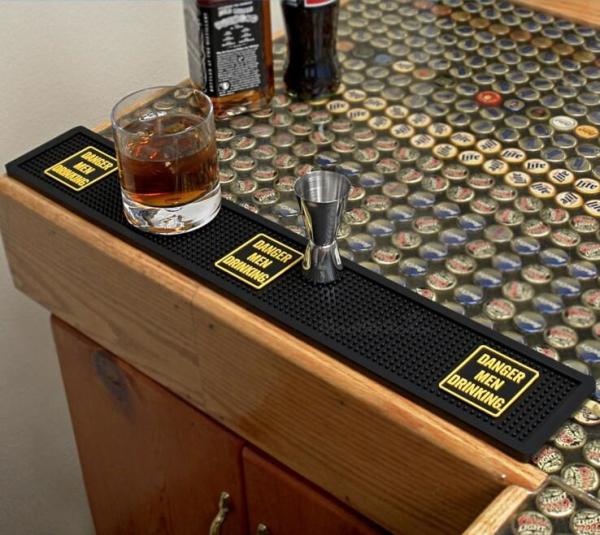 Quality Custom Danger Drinking Rubber PVC Bar Rail Mat / Non Slip PVC Beer Mat In Black Color for sale