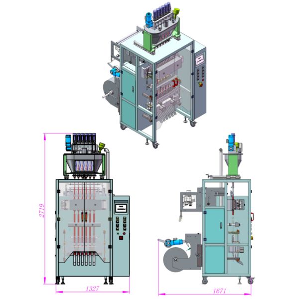 PAPER PE Multi Lane Stick Vertical Packing Machine SS304 6500W 380V