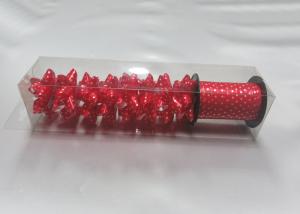 China Red silver ribbon gift bow , 1 color printed star 2&quot; dia with ribbon Roll for Decoration wholesale