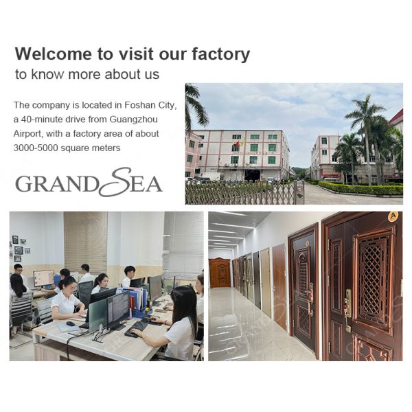 GRANDSEA Stainless Steel Solid Wood Armoured Security Door Exterior Invisible Hidden Steel Front Main Door
