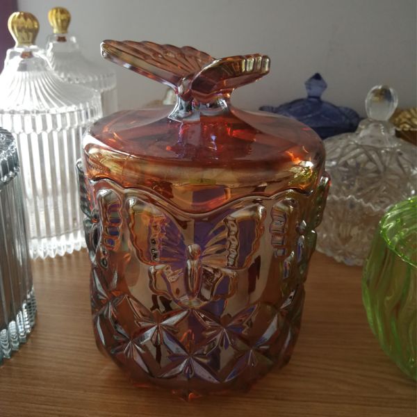 Butterfly Embossed Creative Crystal Glass Storage Jars