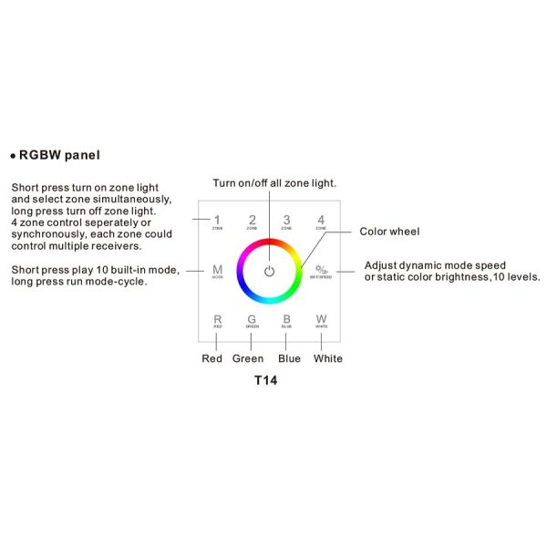ABS Rgbw Led Strip Controller , Rgb Touch Panel Controller No Flickering